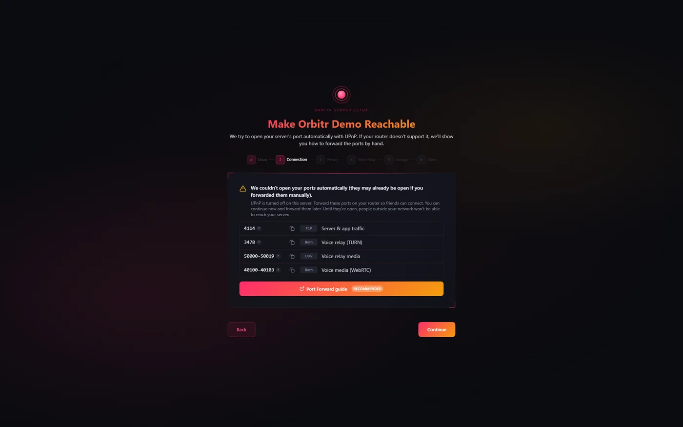 Server admin dashboard